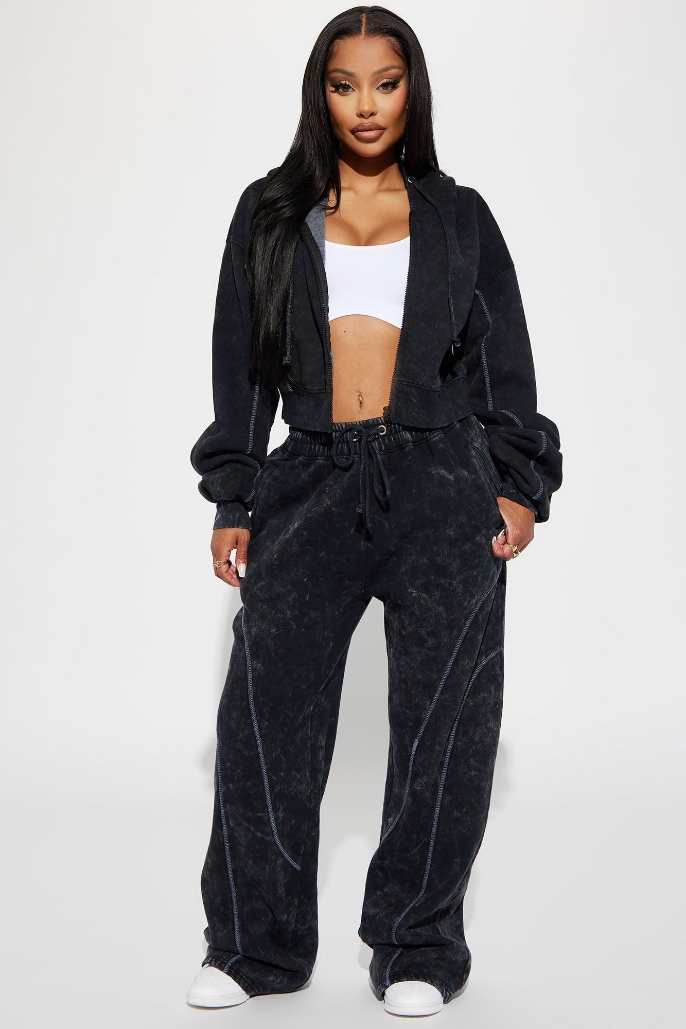 Norah Washed Lounge Hoodie - Black