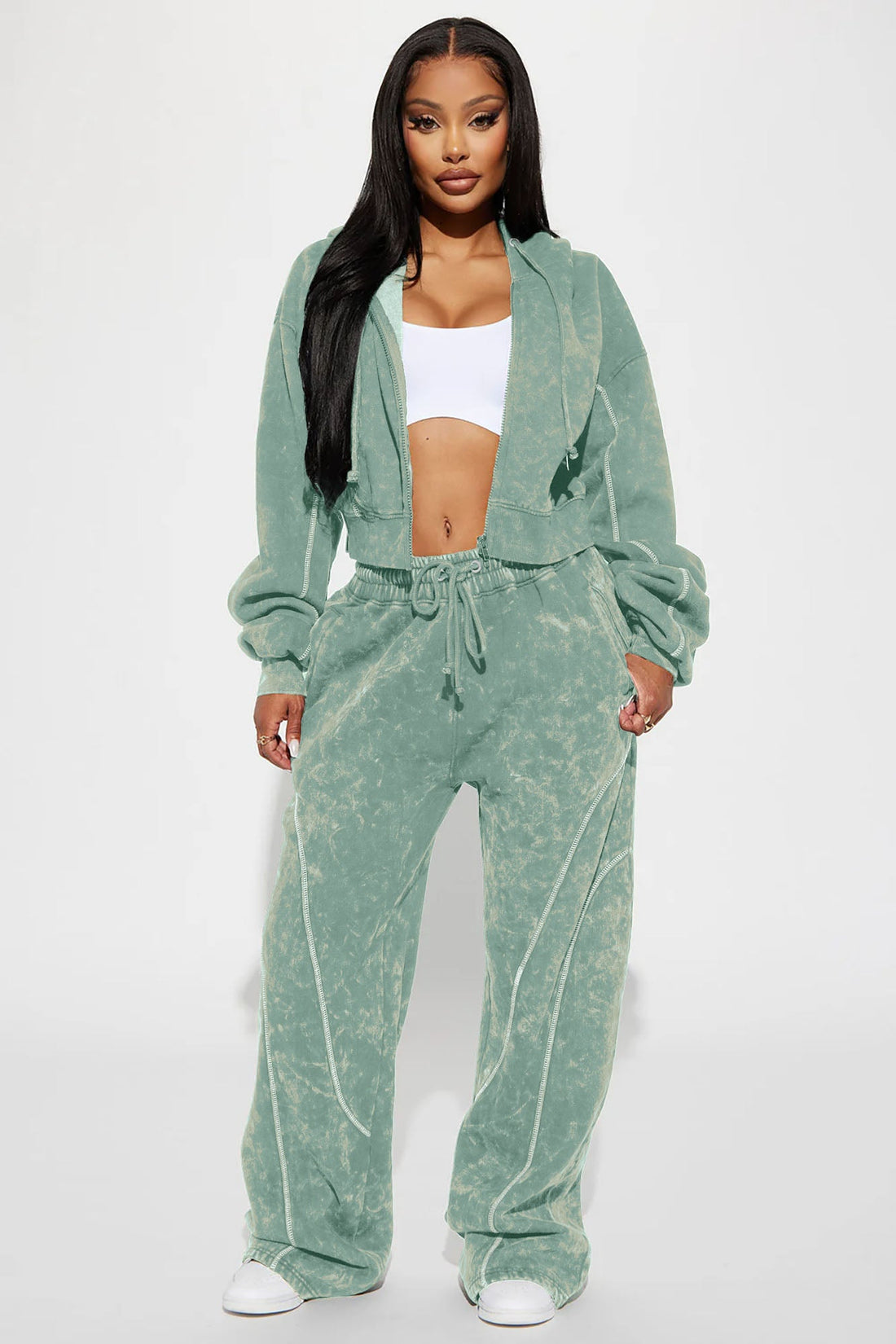 Norah Washed Lounge Hoodie - Sage