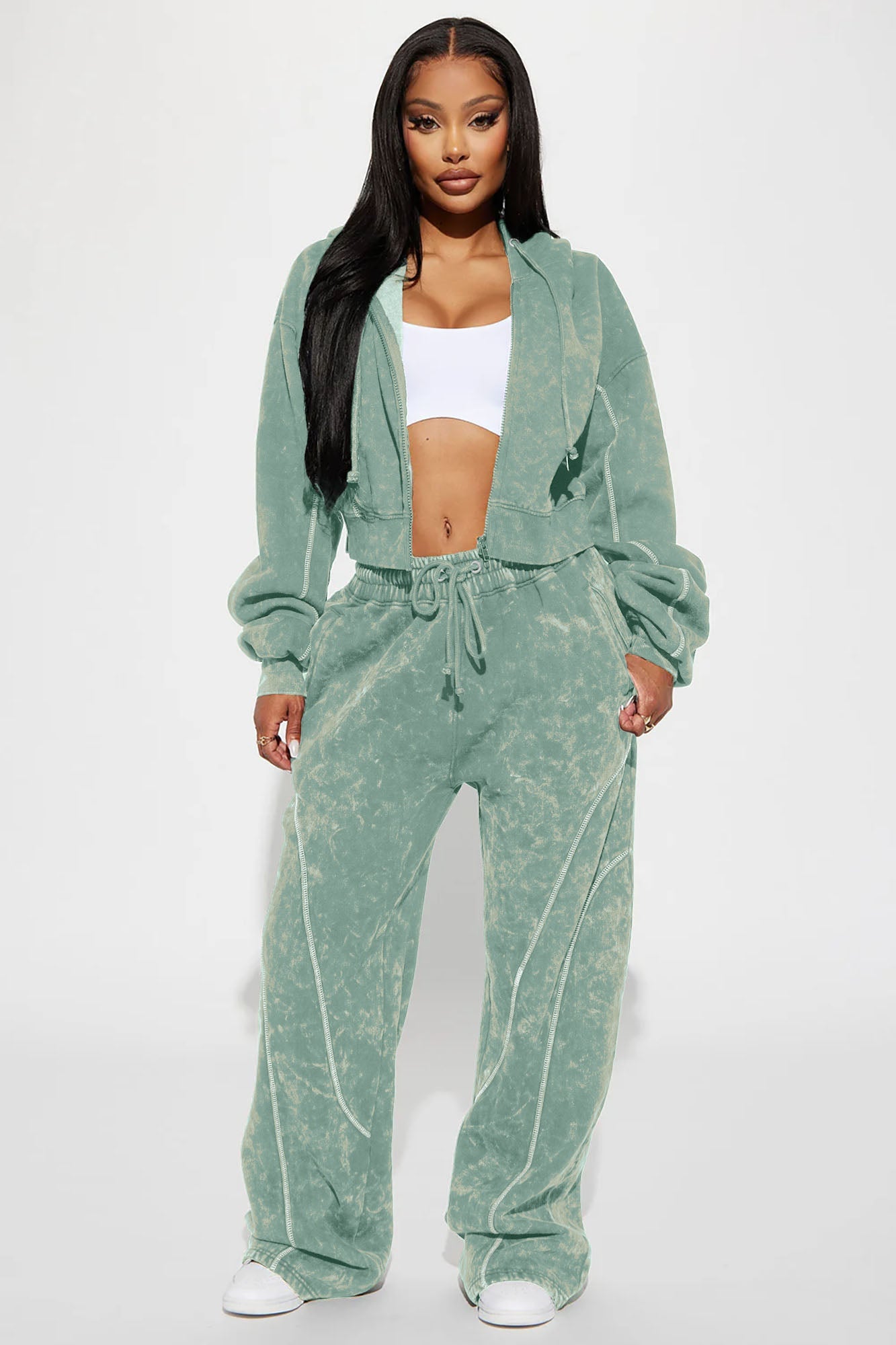 Norah Washed Lounge Hoodie - Sage