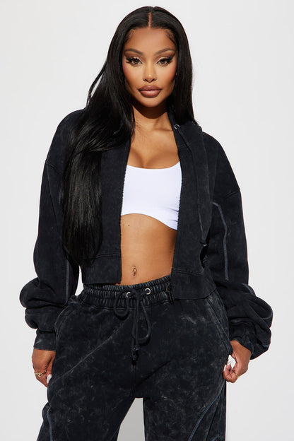 Norah Washed Lounge Hoodie - Black