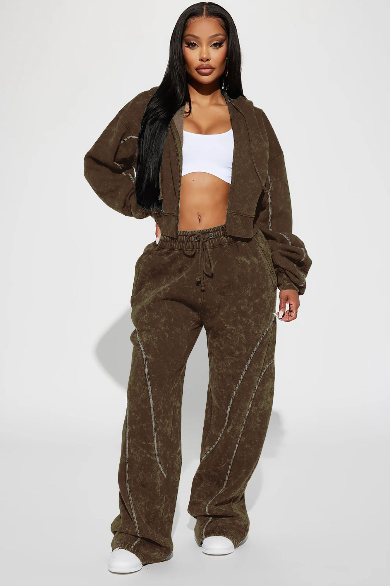 Norah Washed Lounge Hoodie - Brown