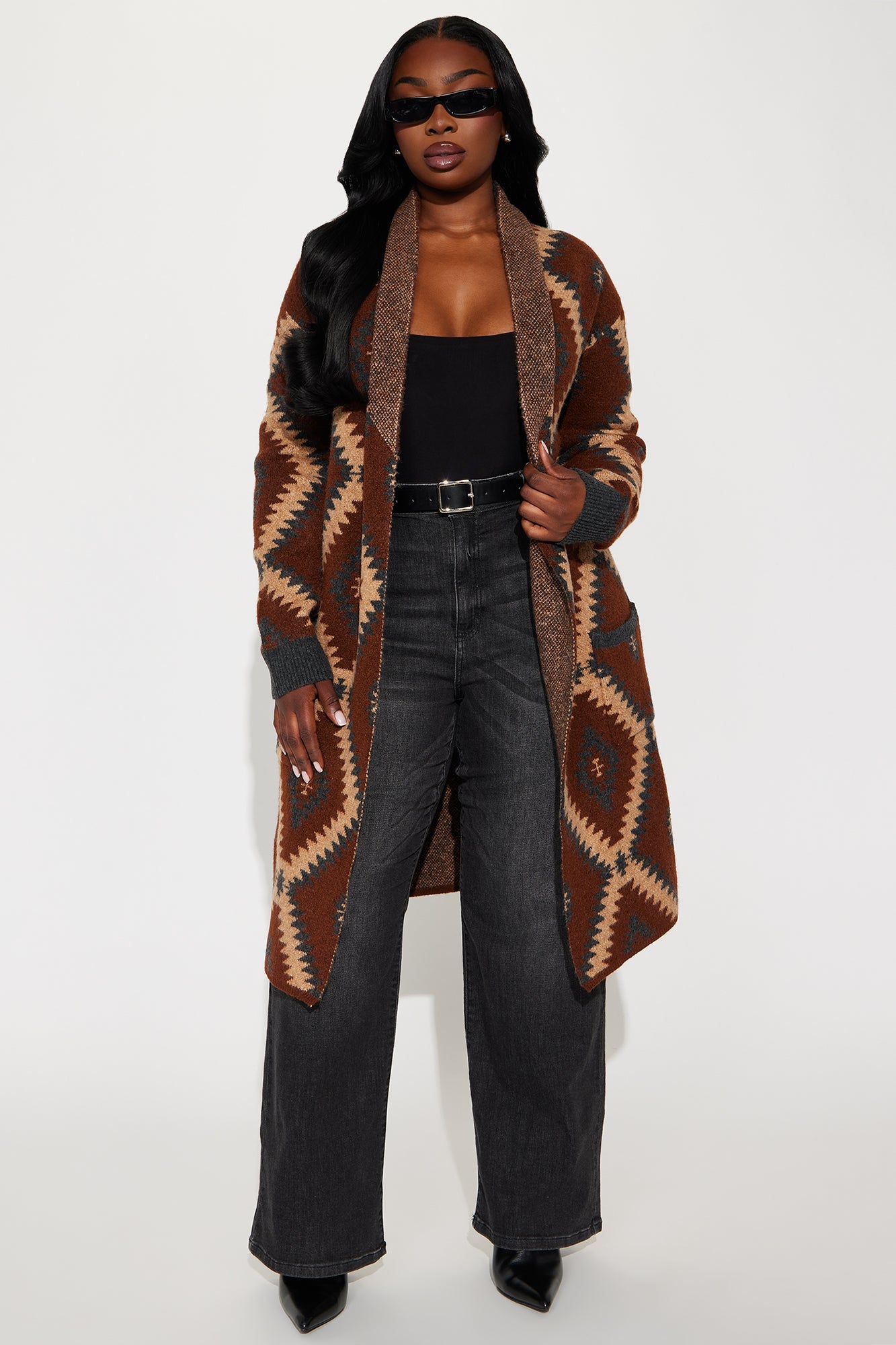 Dallas Printed Cardigan - Brown/combo