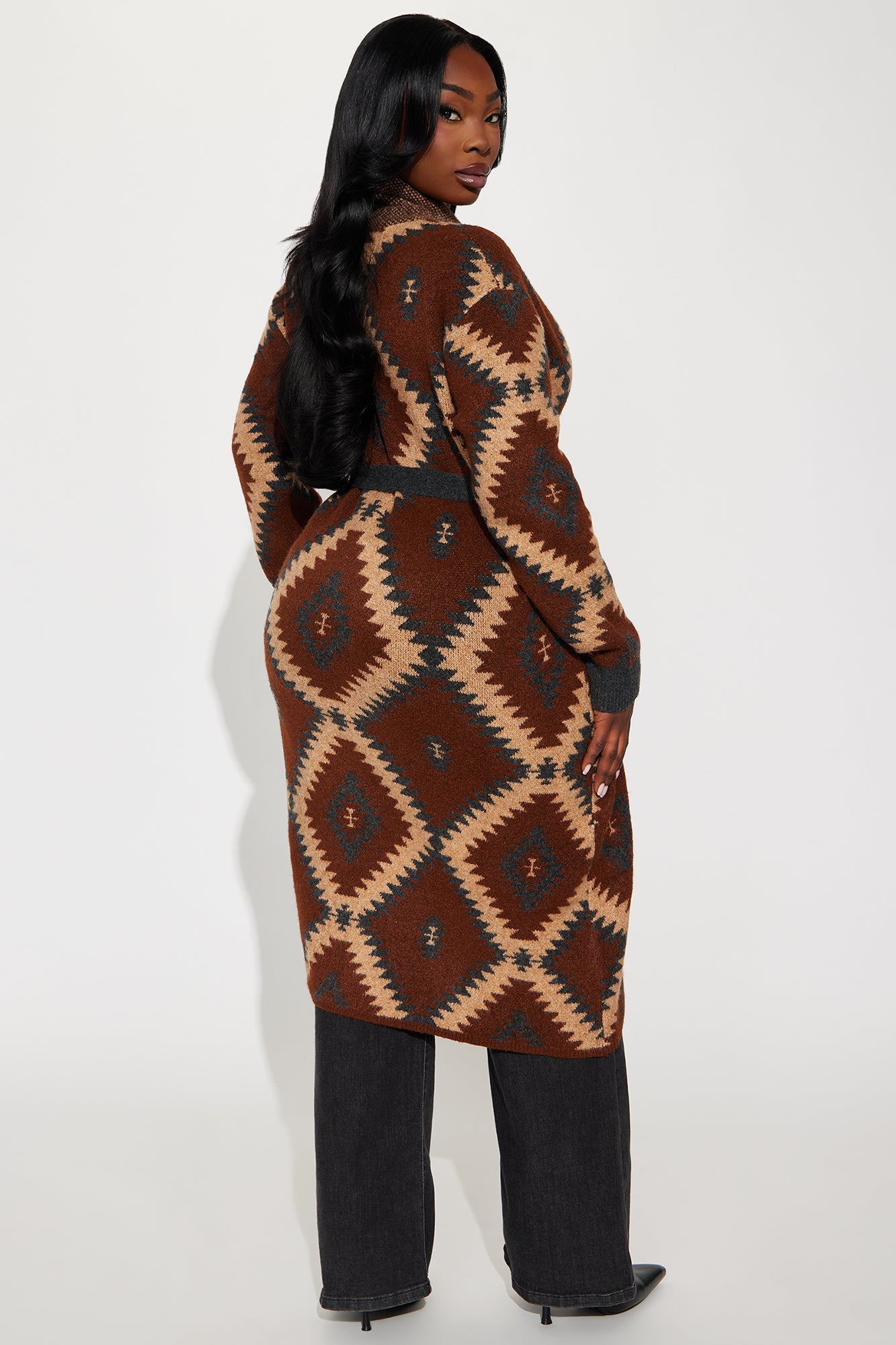 Dallas Printed Cardigan - Brown/combo