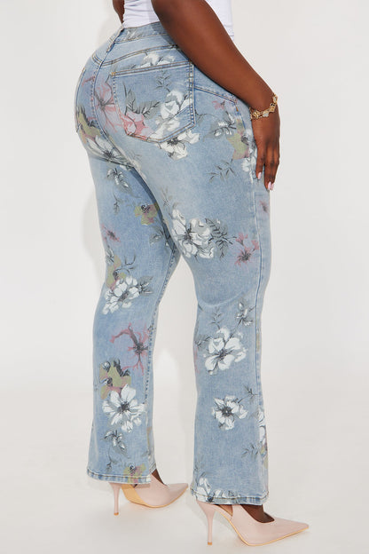 Let It Grow High Rise Flare Jeans - Light Wash
