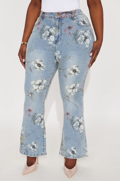 Let It Grow High Rise Flare Jeans - Light Wash