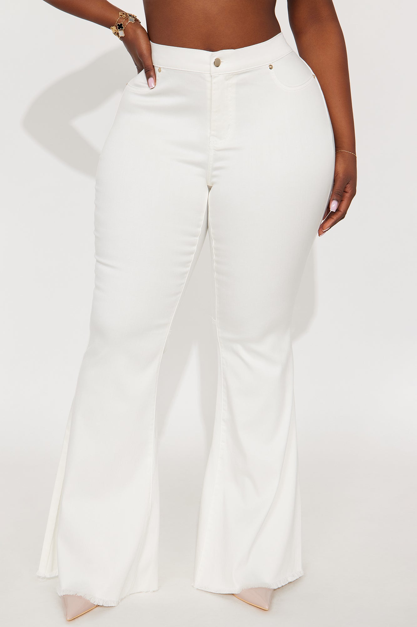 Secret Revealed Low Rise Flare Jeans - Cream