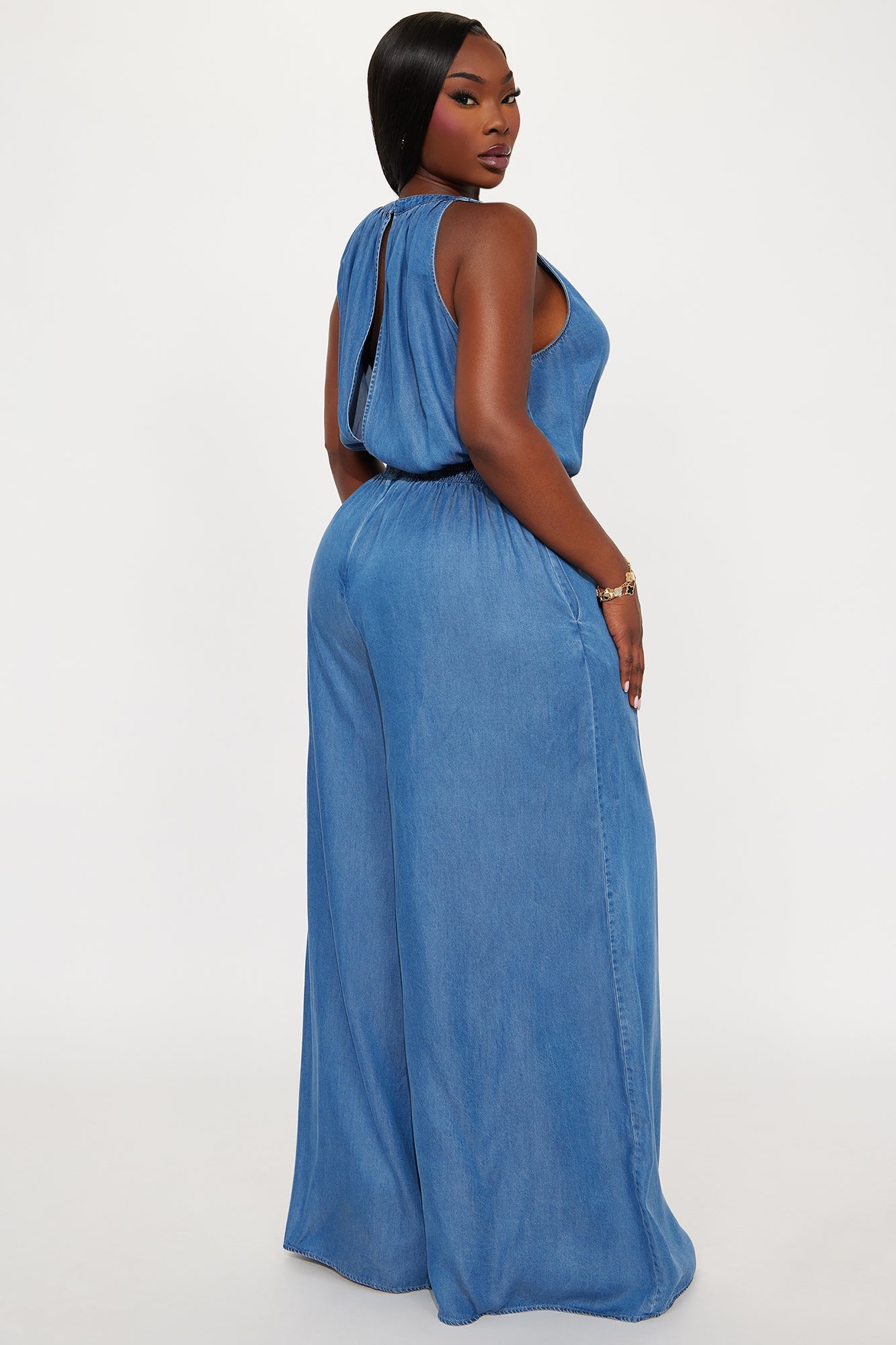 Lola Wide Leg Jumpsuit - Medium Wash