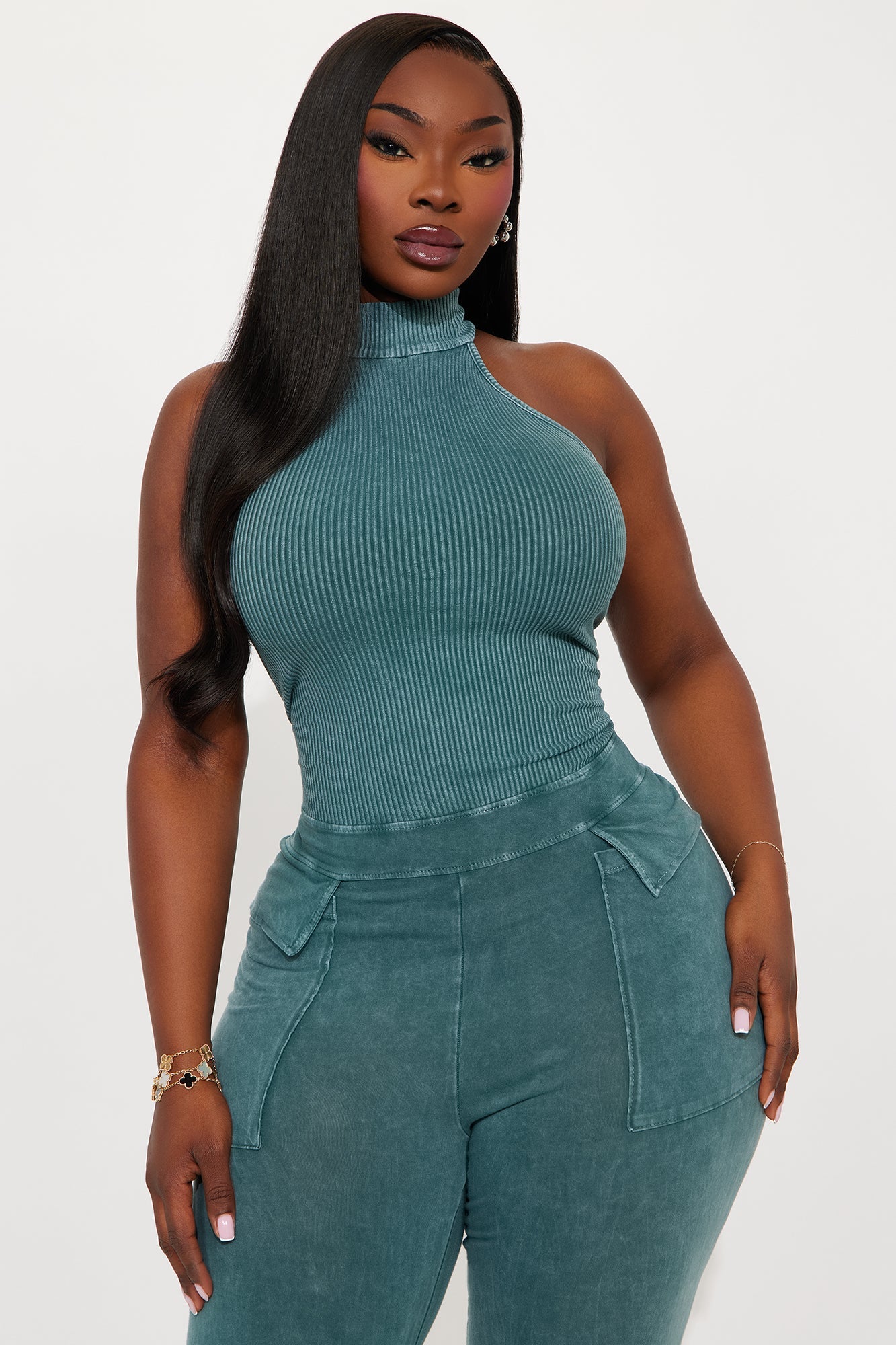 Day Off Washed Flare Leg Jumpsuit - Hunter