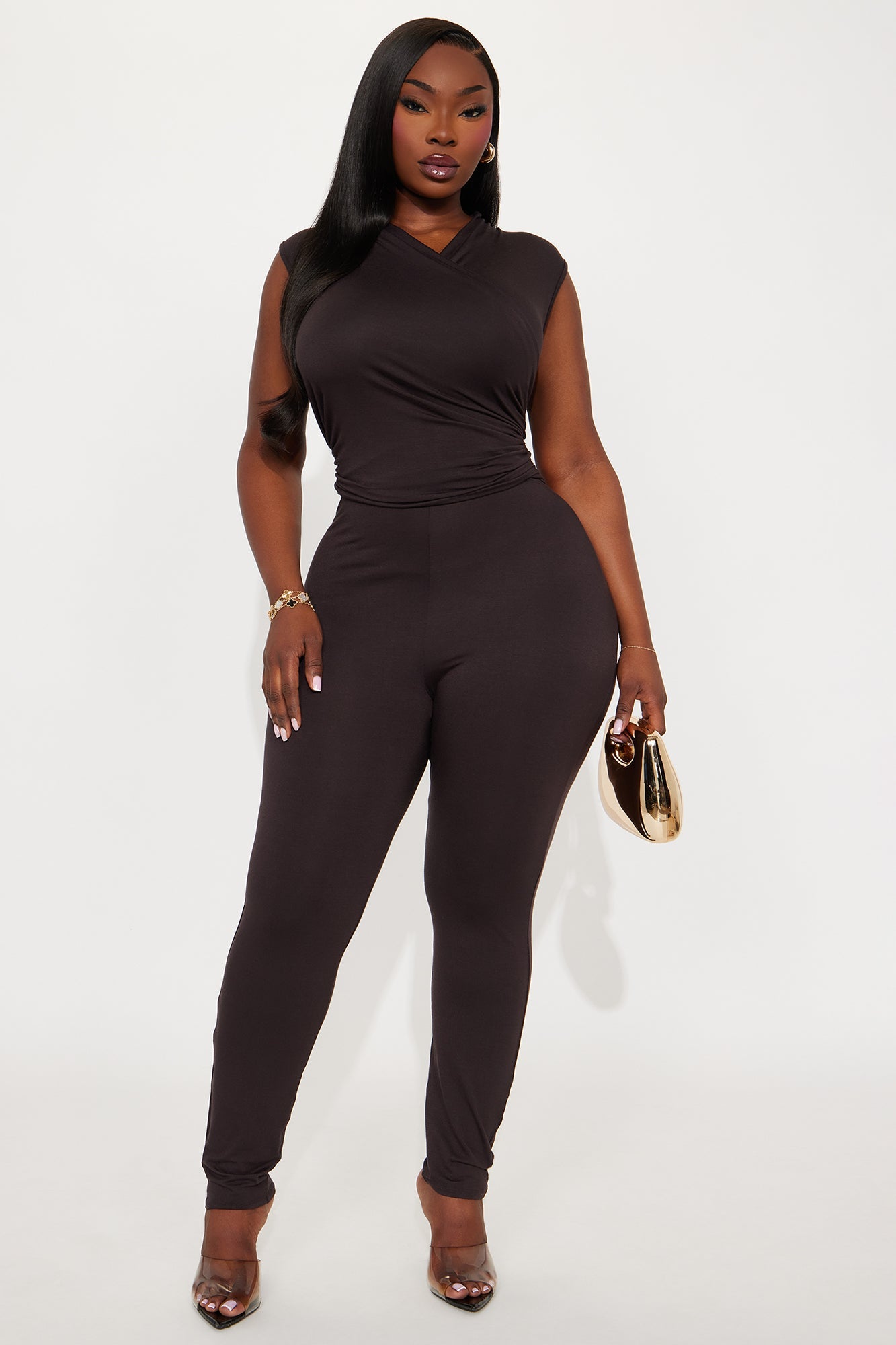 Mila Skinny Leg Jumpsuit - Brown