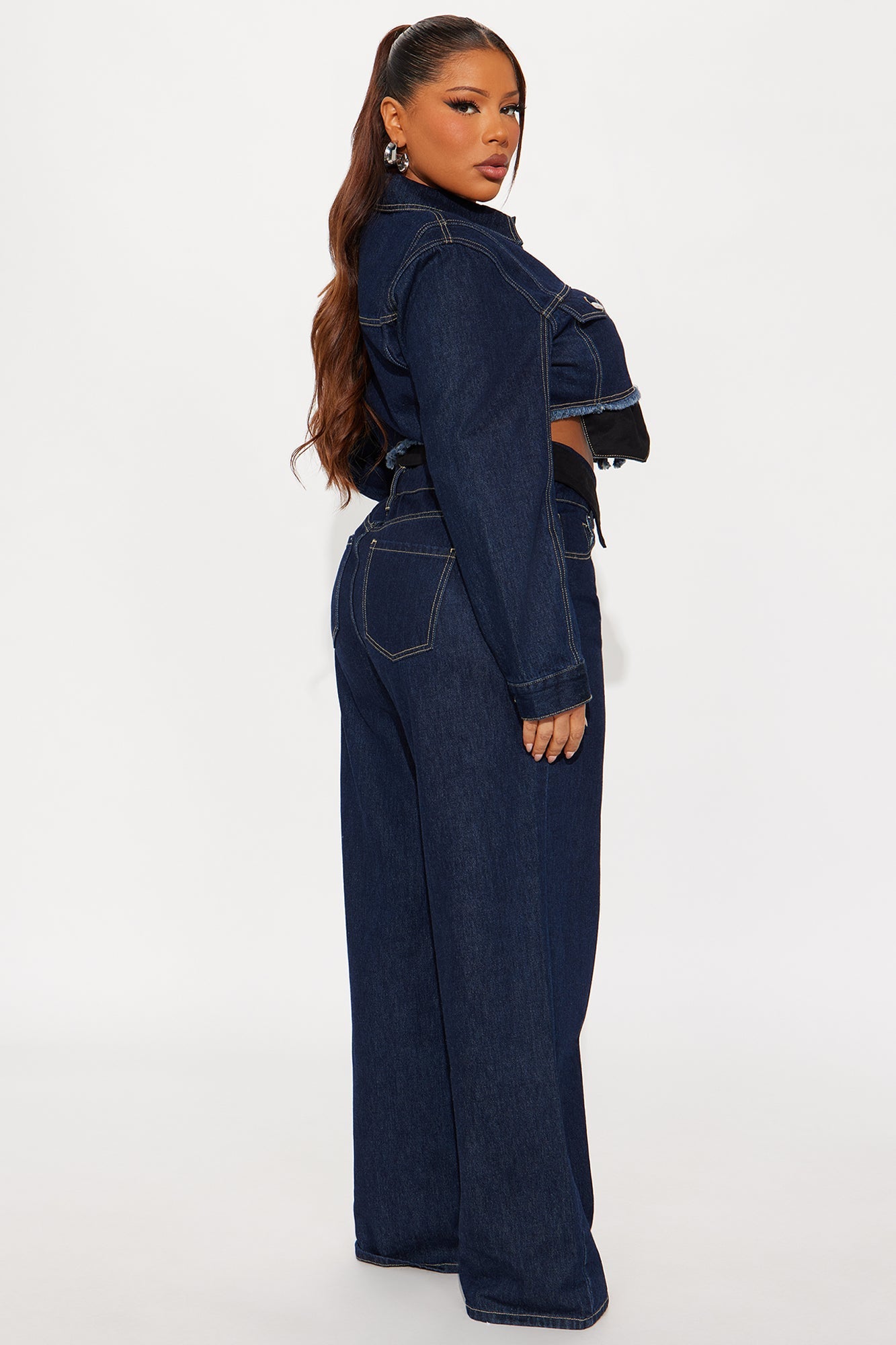 Nori Denim Washed Pant Set - Dark Denim