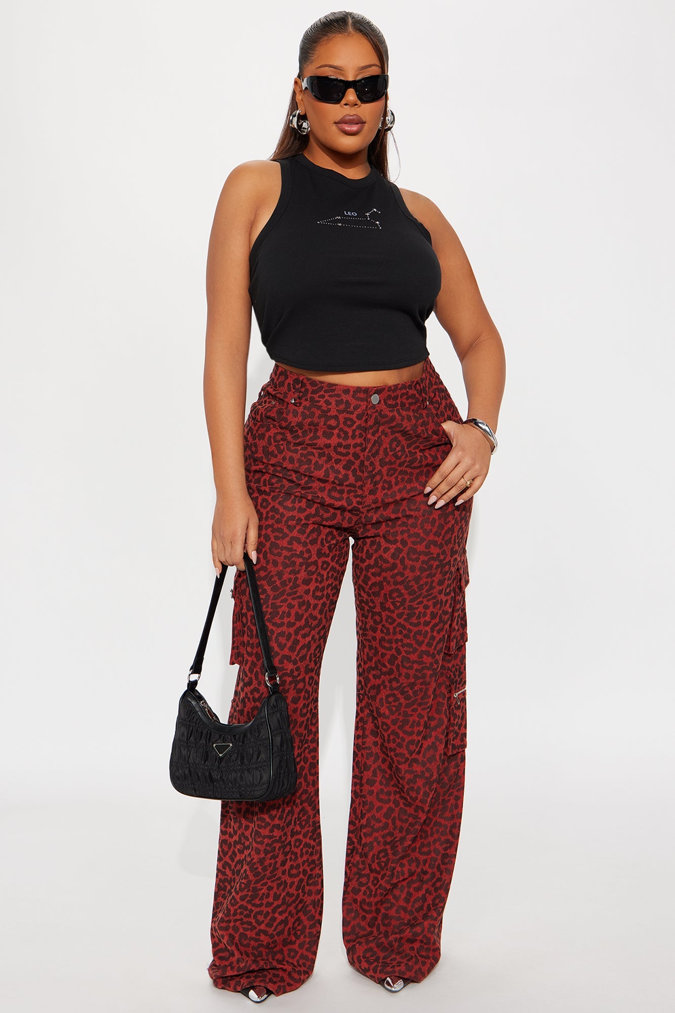 Wild Ride Leopard Corduroy Cargo Pant - Red/combo