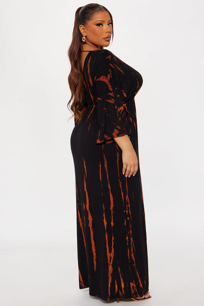 Kae Tie Dye Maxi Dress - Black/combo
