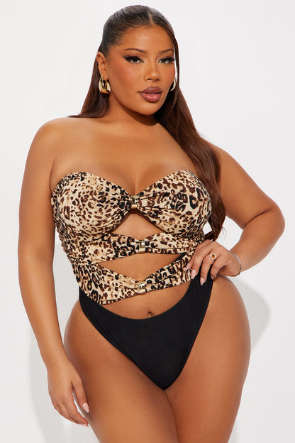 Mastermind Strapless Cut Out Bodysuit - Leopard