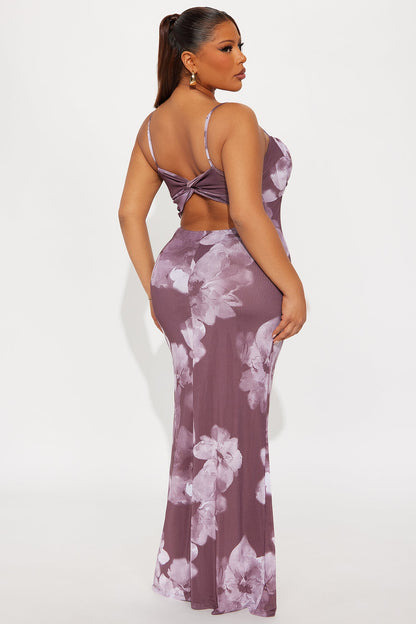 Unstoppable Love Floral Mesh Maxi Dress - Purple/combo