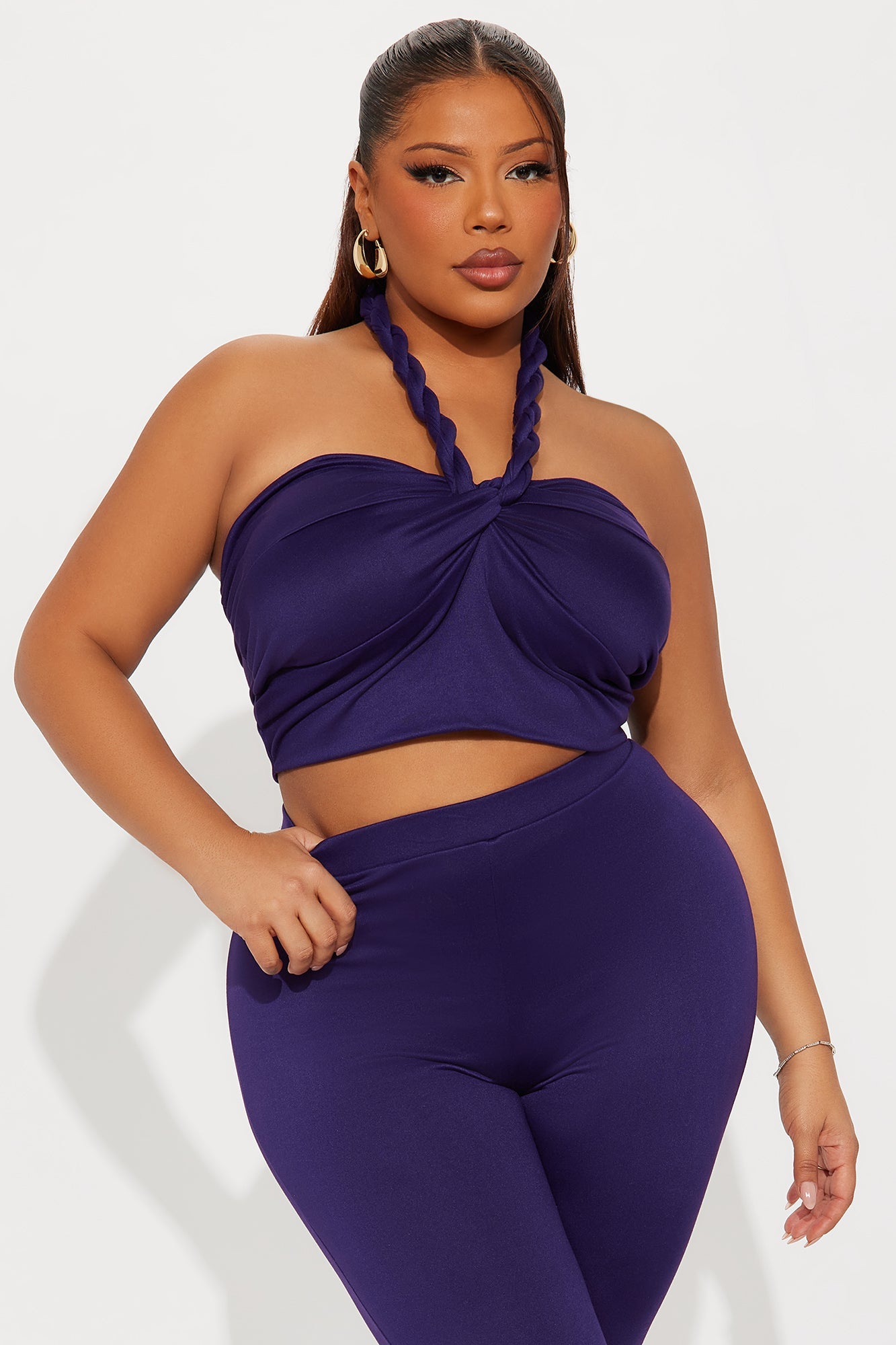 Heatwave Hottie Halter Capri Set - Plum
