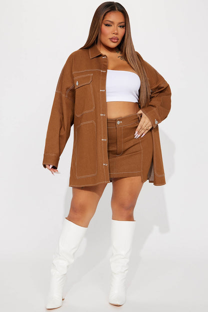 Super Babe Denim Skirt Set - Cognac