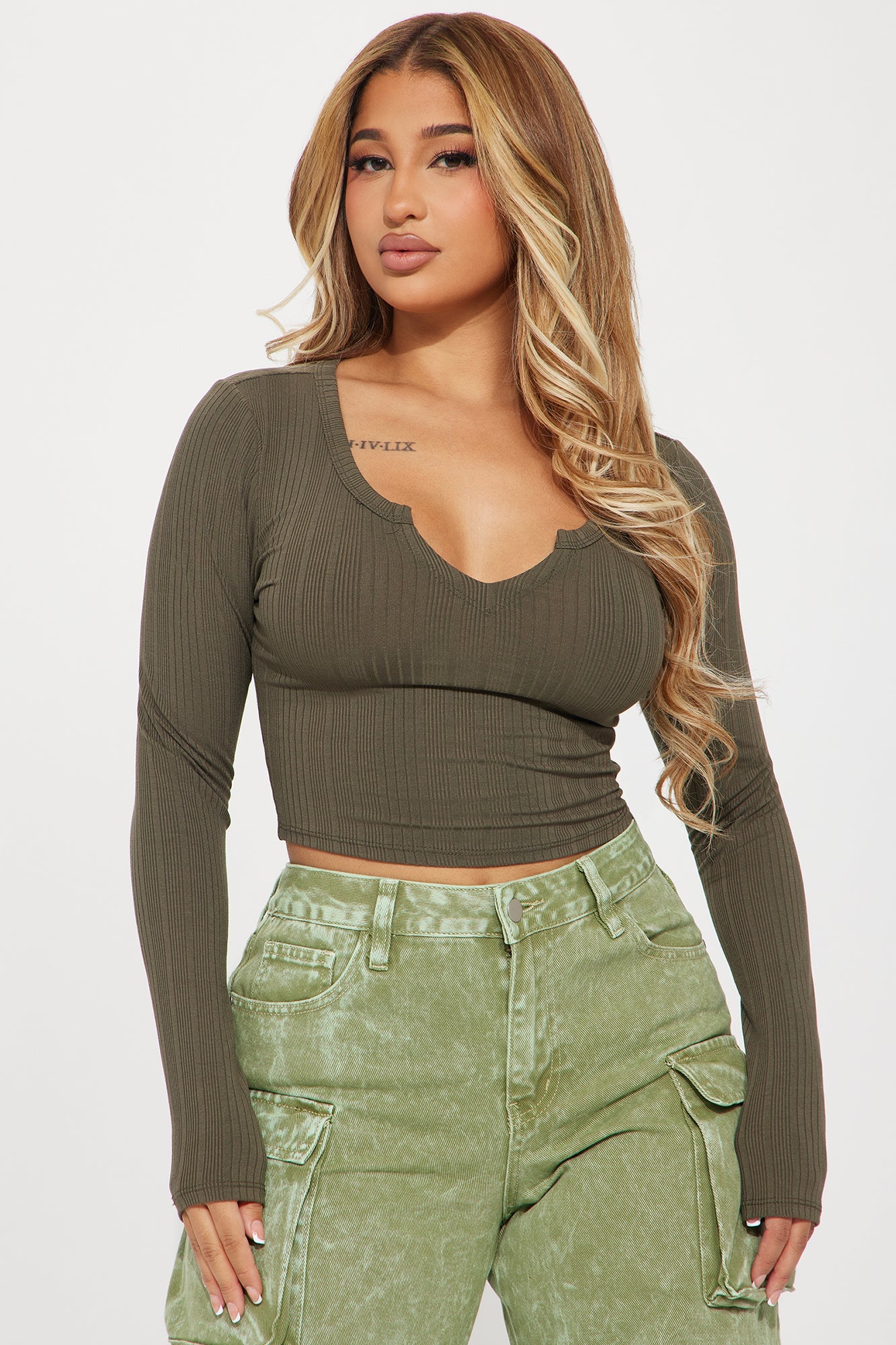 Koryn Ribbed Top - Olive