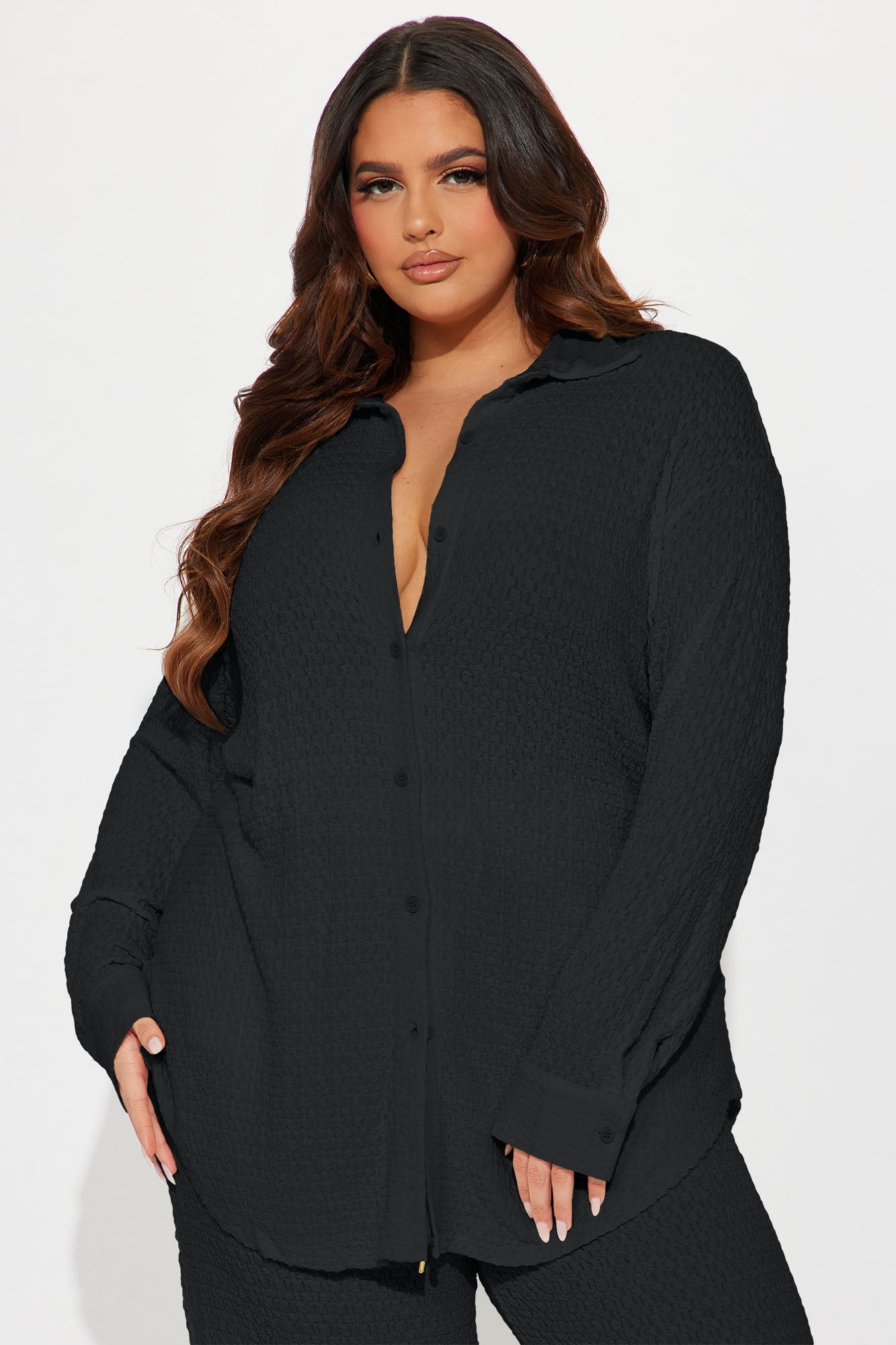 Fly With Me Textured Pant Set - Black