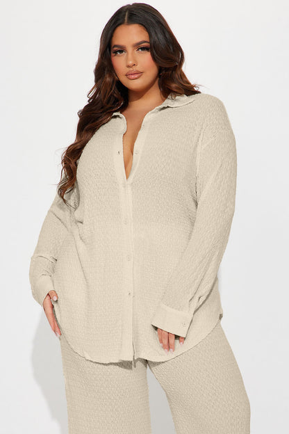 Fly With Me Textured Pant Set - Stone