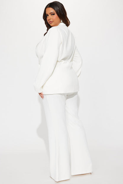 Always Sophisticated Tuxedo Blazer Pant Set - White