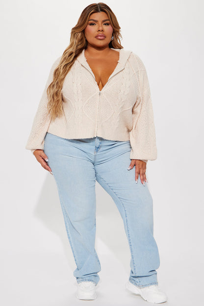 Ski Lodge Zip Up Sweater - Oatmeal