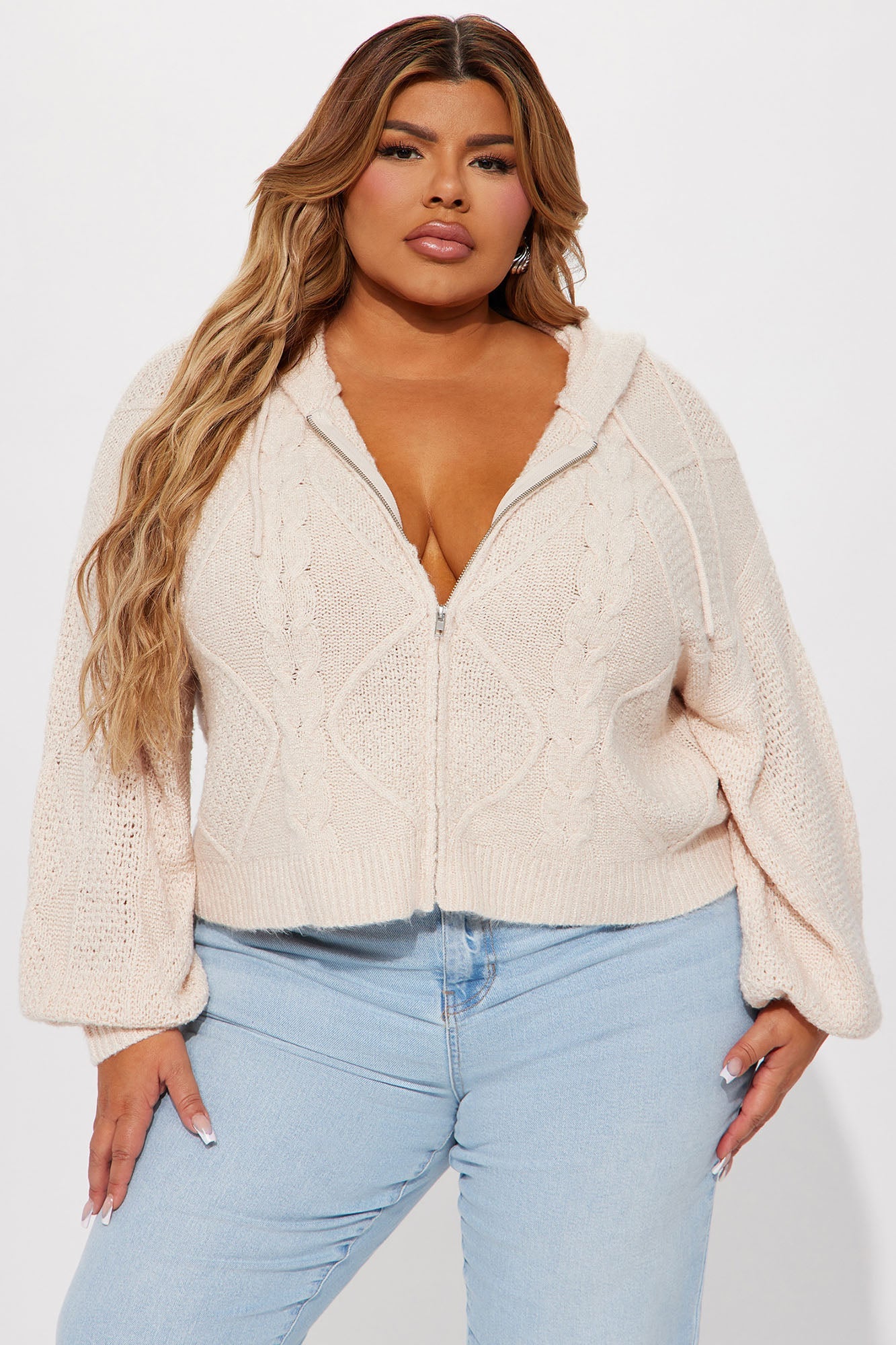 Ski Lodge Zip Up Sweater - Oatmeal