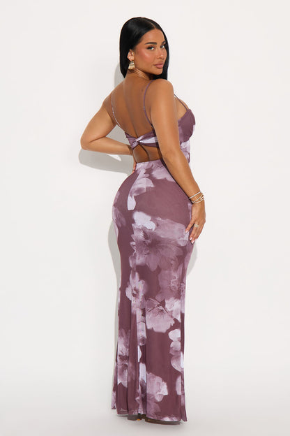 Unstoppable Love Floral Mesh Maxi Dress - Purple/combo