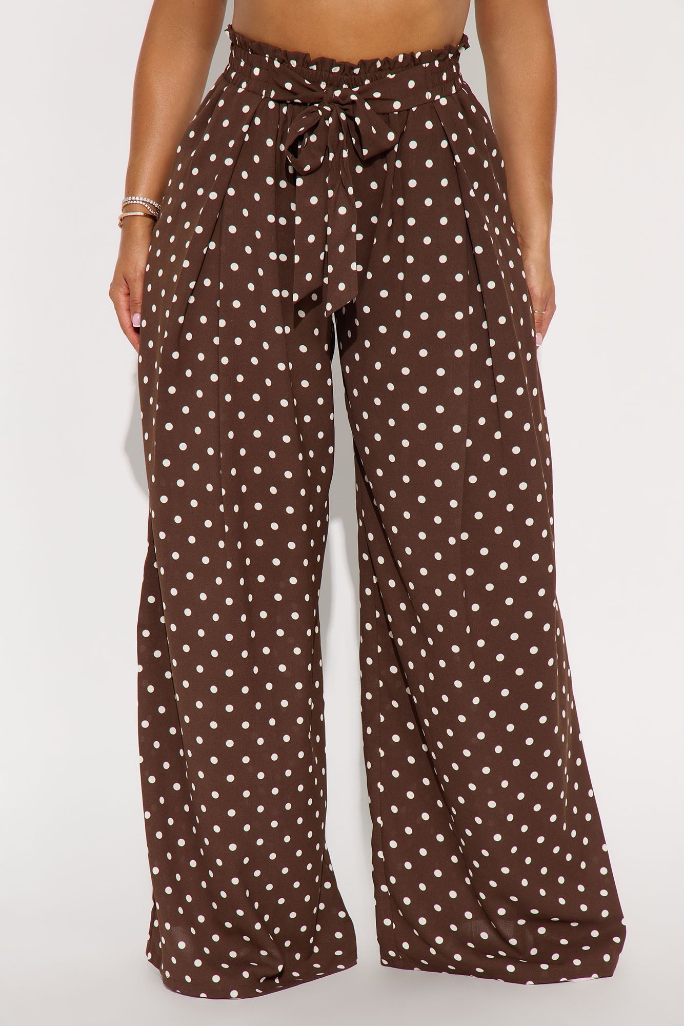 Ella Polka Dot Wide Leg Pant - Brown/combo