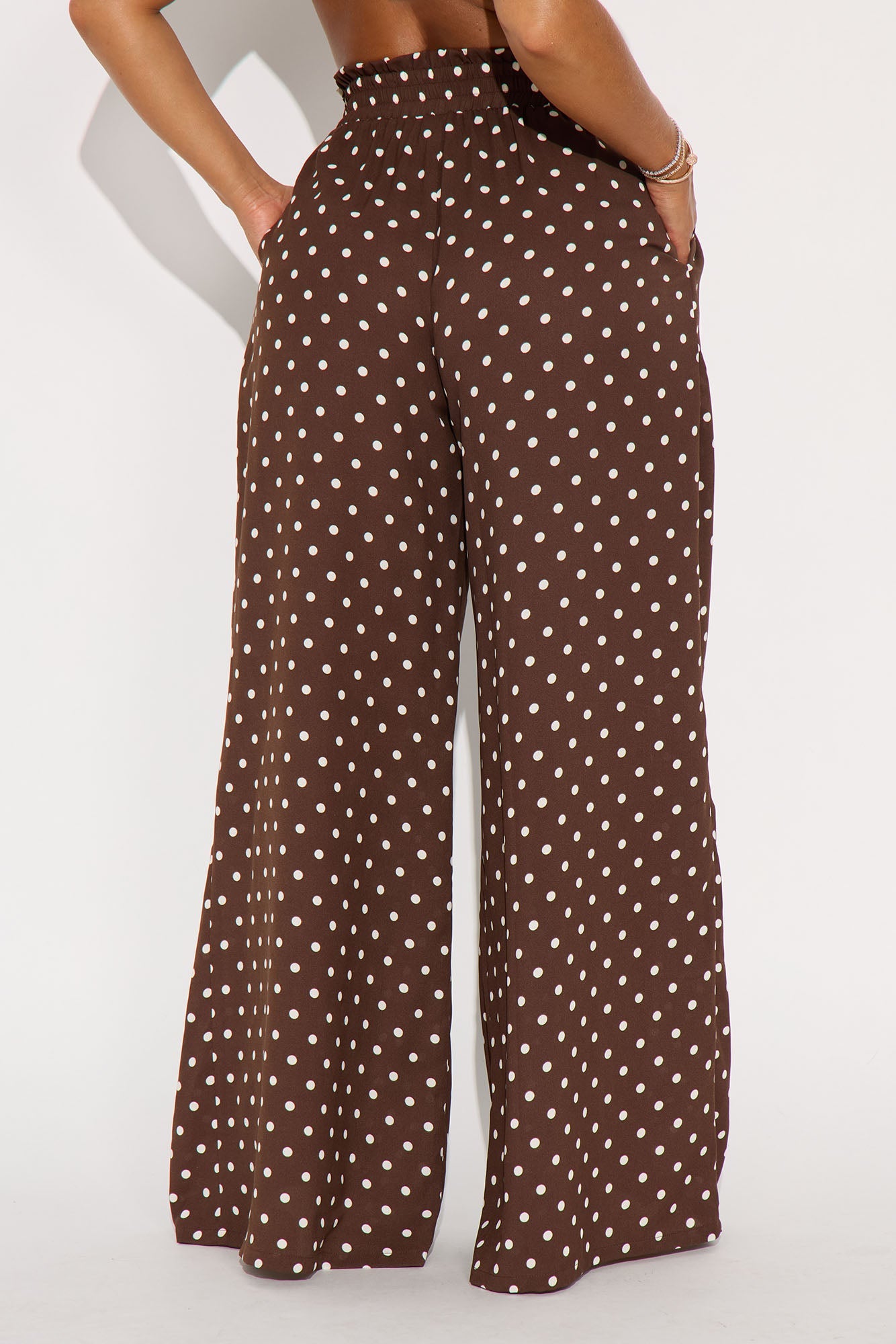 Ella Polka Dot Wide Leg Pant - Brown/combo