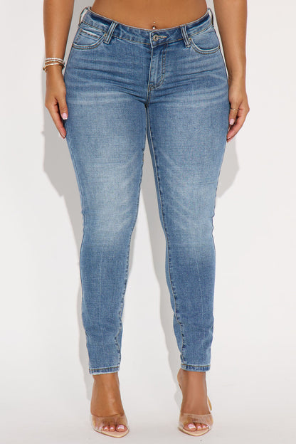 Taking Form Low Rise Skinny Jeans - Medium Wash