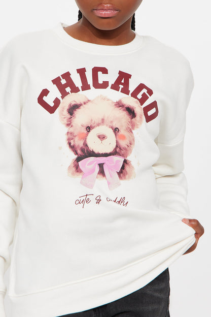 Mini Chicago Cutie Graphic Crew Neck Sweatshirt - Cream