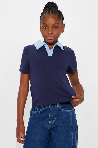 Mini Staying Focused Short Sleeve Top - Navy