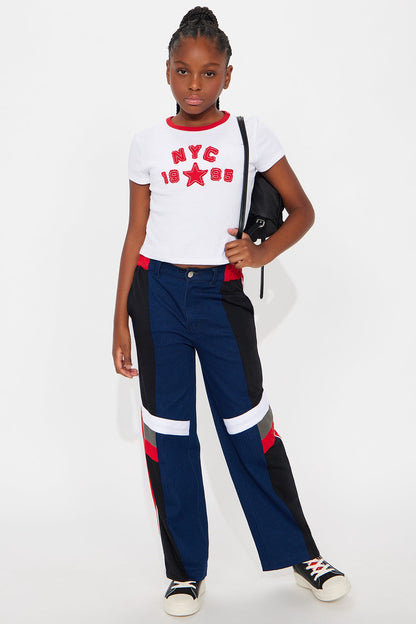 Mini Playing It Cool Contrast Jeans - Dark Wash