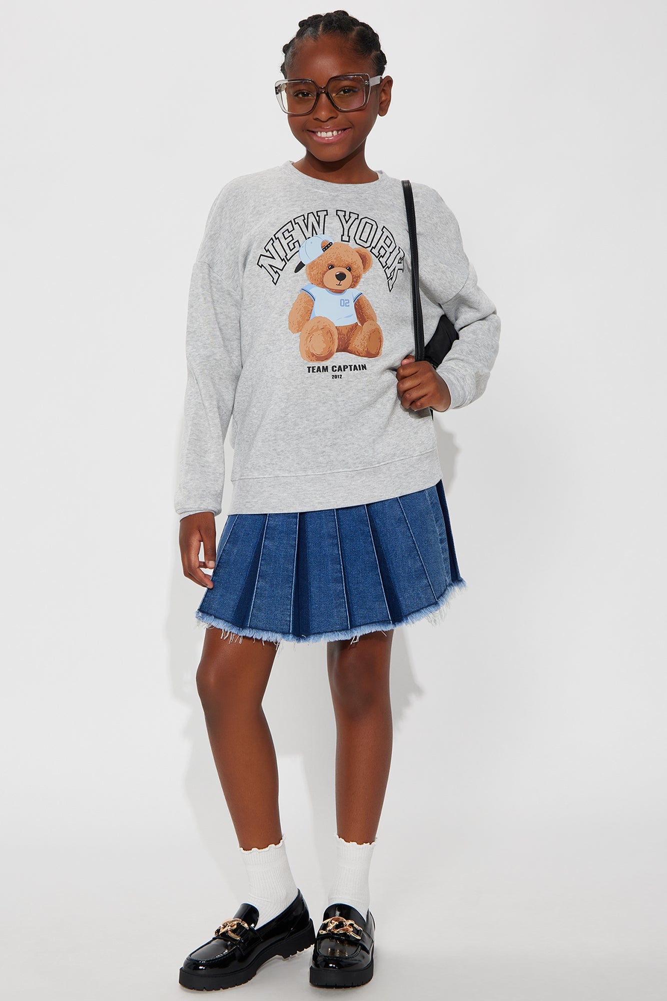Mini New York Cutie Graphic Crew Neck Sweatshirt - Heather Grey