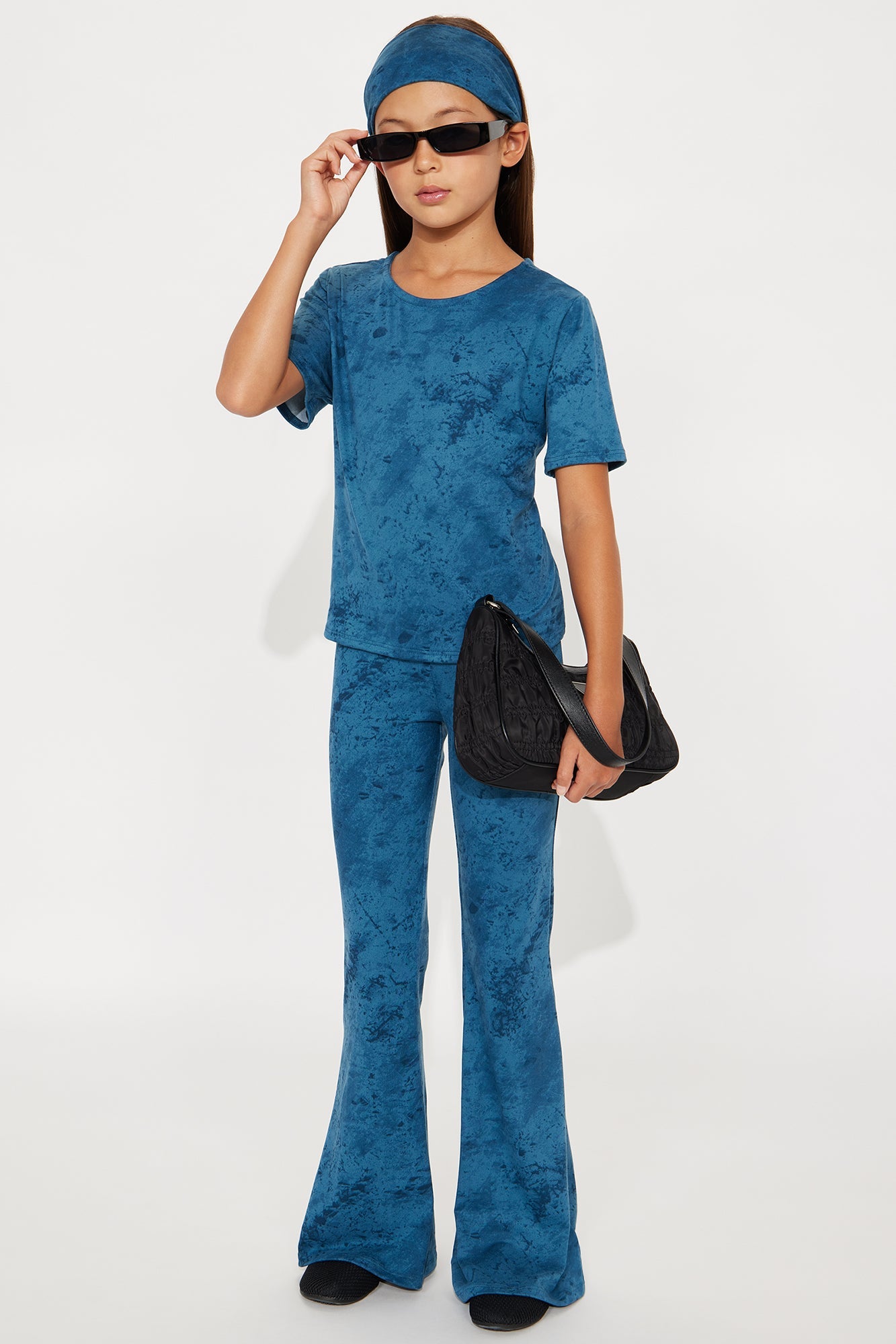 Mini Chelsea 3 Piece Flare Legging Set - Indigo