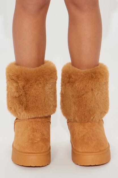 Mini Denmark Faux Fur Booties - Tan