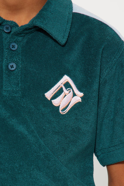 Mini Relaxed Chateau Terry Embroidered Polo - Teal/combo