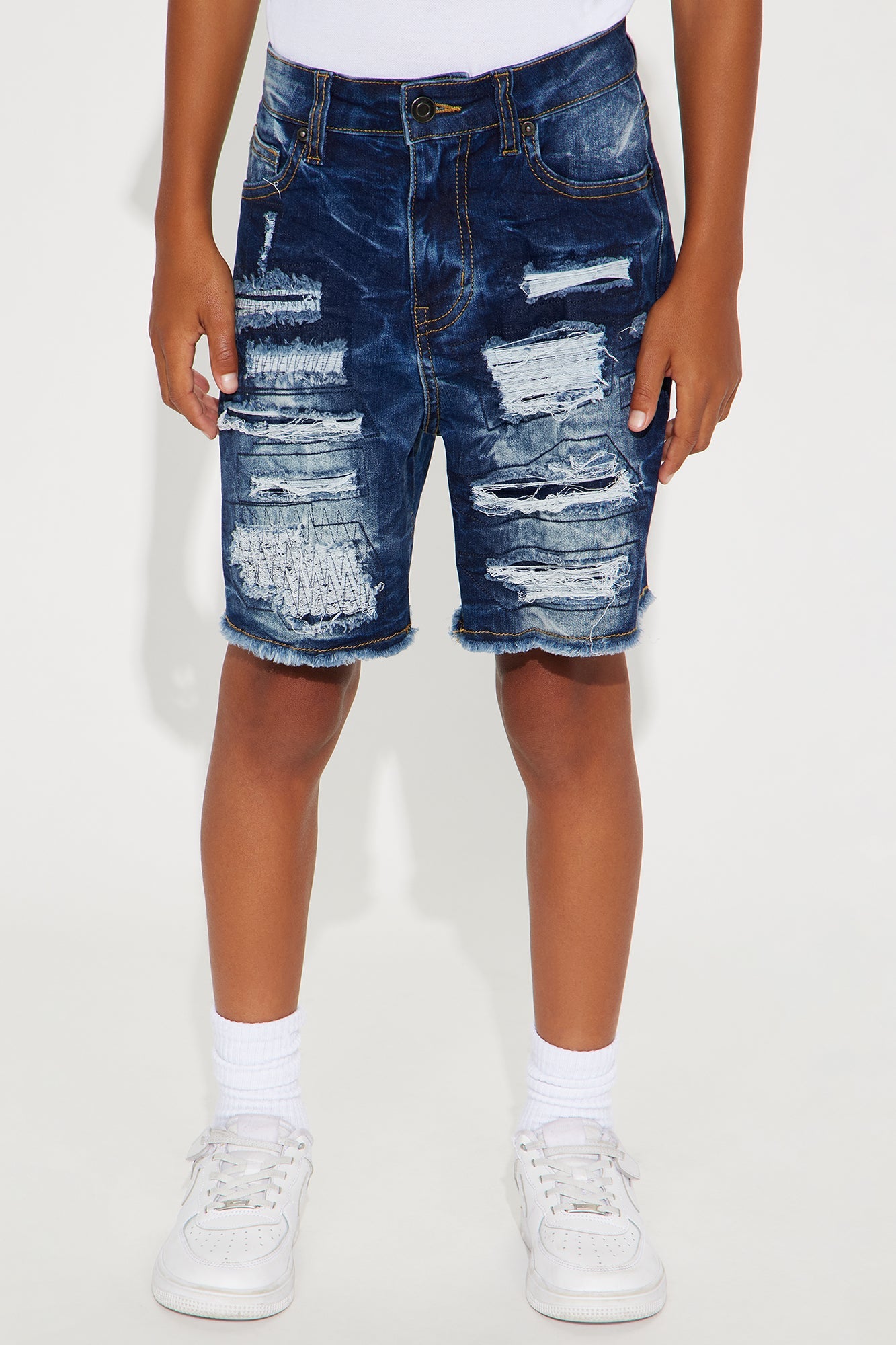 Mini Came Out On Top Distressed Denim Shorts - Dark Wash