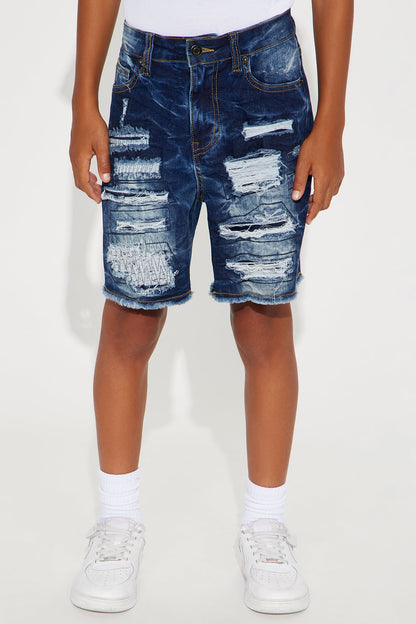 Mini Came Out On Top Distressed Denim Shorts - Dark Wash