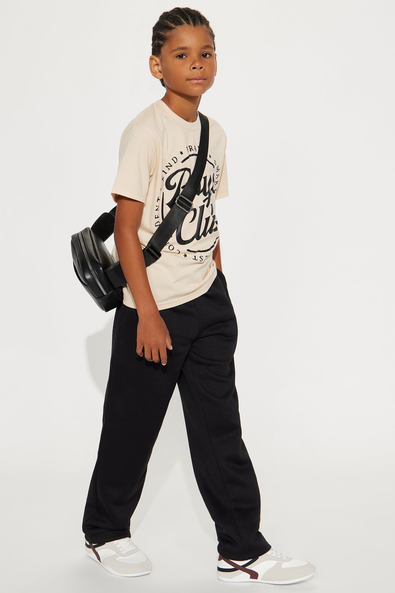 Mini Boys Club T-Shirt And Fleece Pant Set - Sand/combo