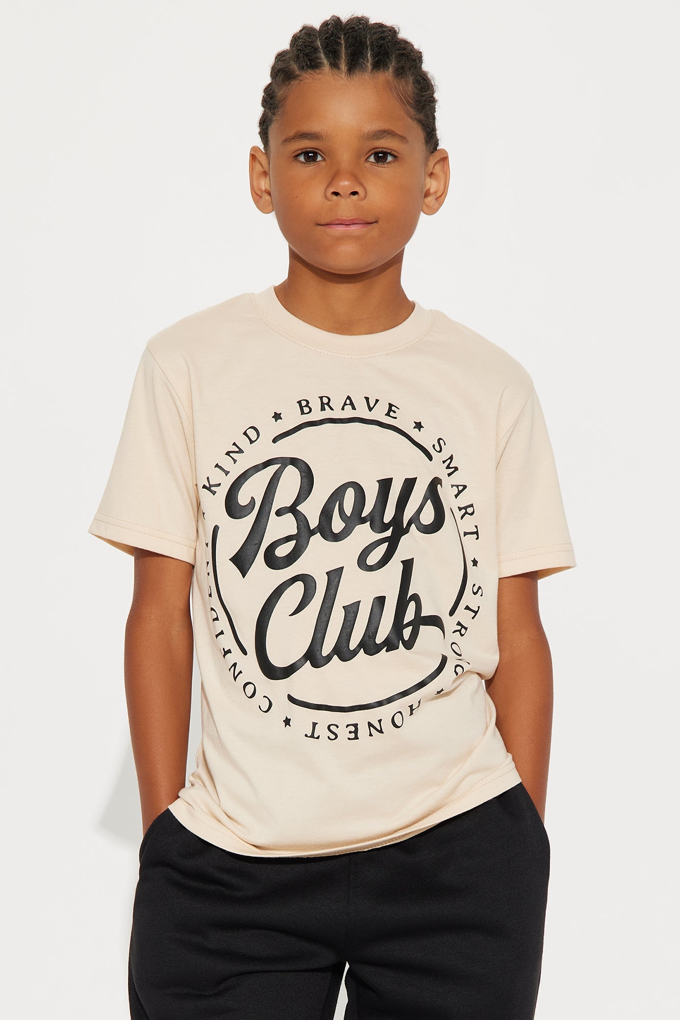 Mini Boys Club T-Shirt And Fleece Pant Set - Sand/combo