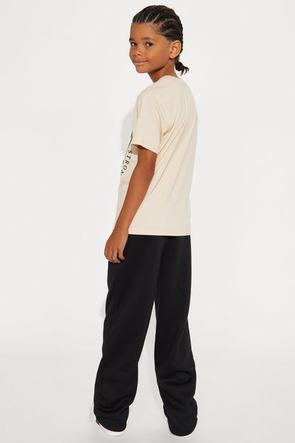 Mini Boys Club T-Shirt And Fleece Pant Set - Sand/combo