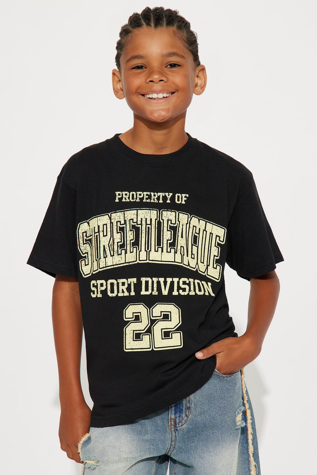 Mini Street League Front/Back Short Sleeve Tee - Black