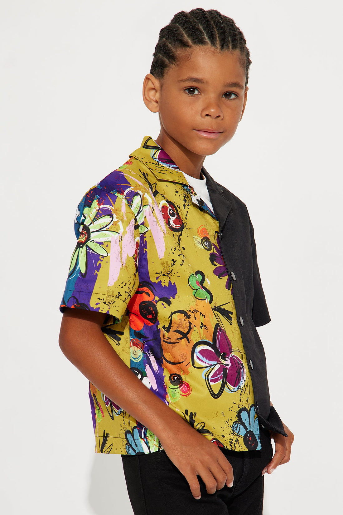Mini Volos Split Cropped Shirt - Navy/Multi