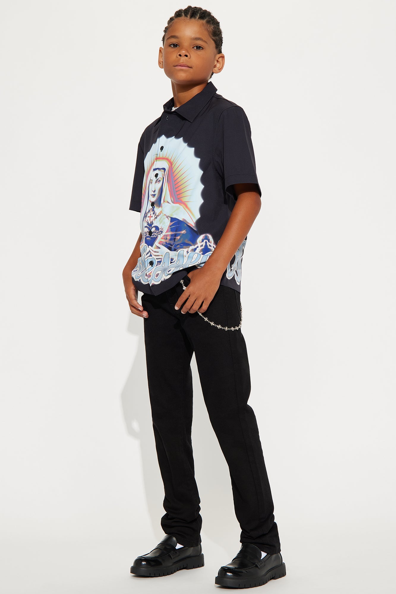 Mini Blessed Full Button Shirt - Black/combo