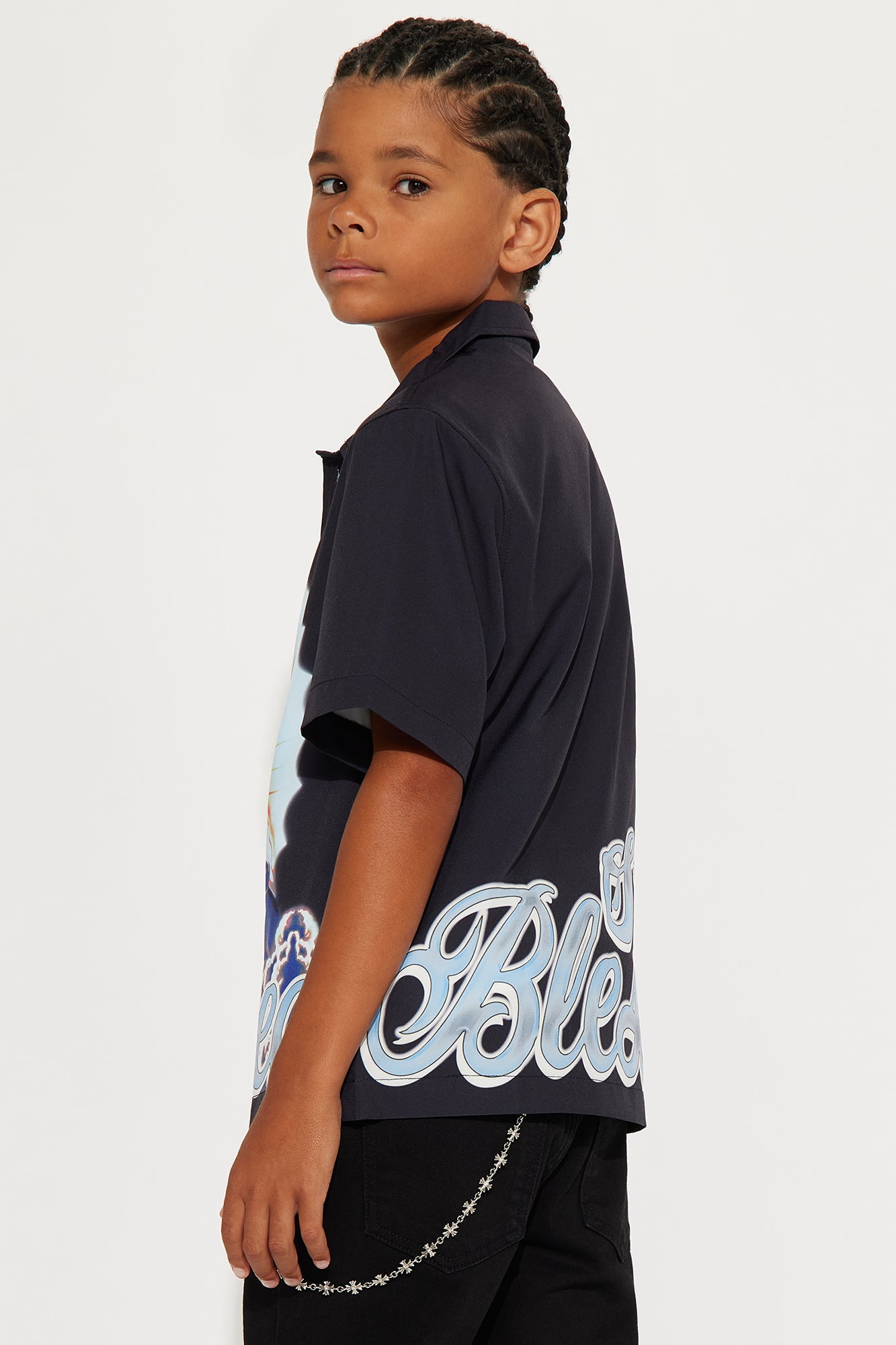 Mini Blessed Full Button Shirt - Black/combo