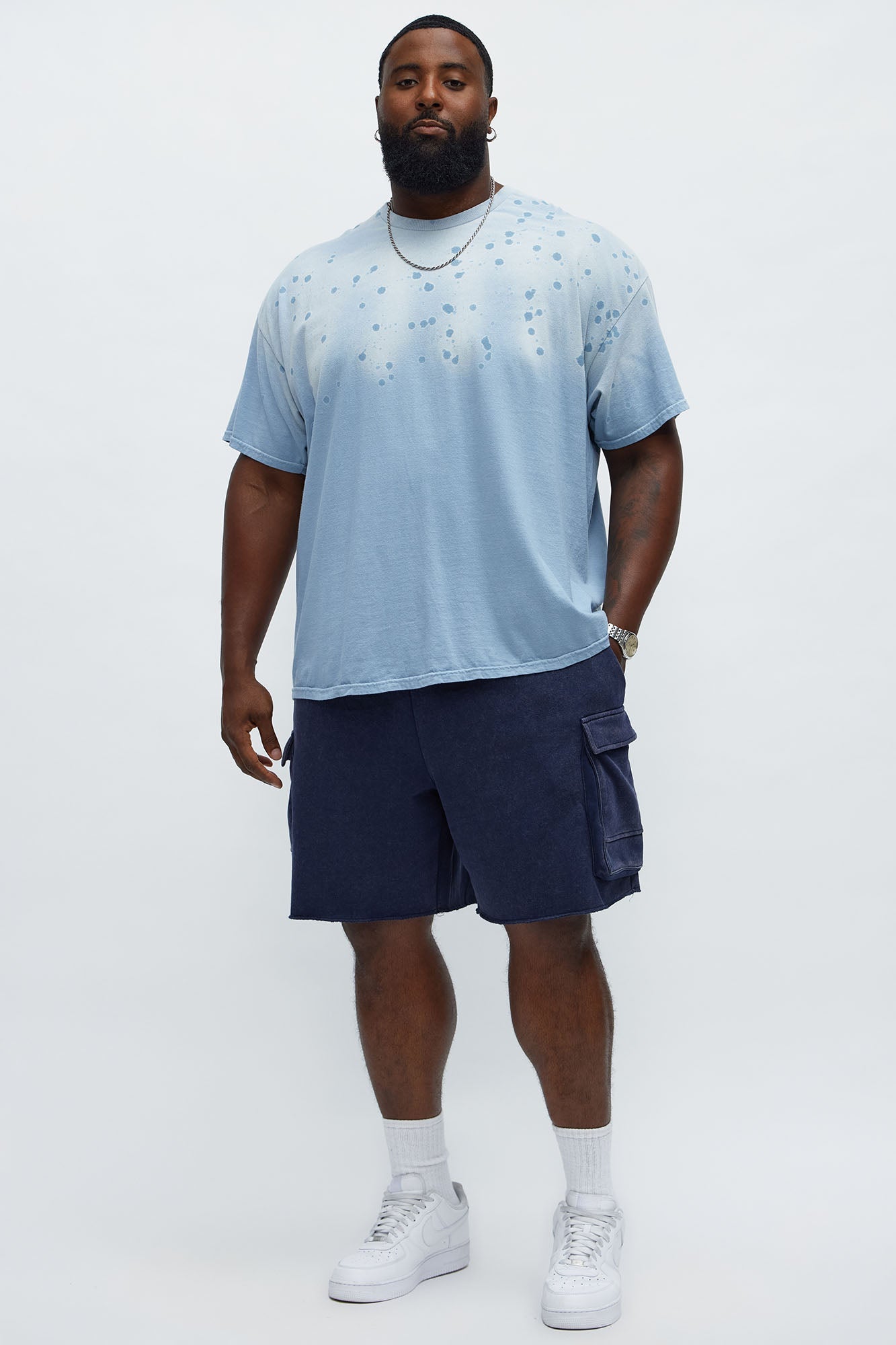 Tyson Bagged Off Cargo Relaxed Shorts - Navy