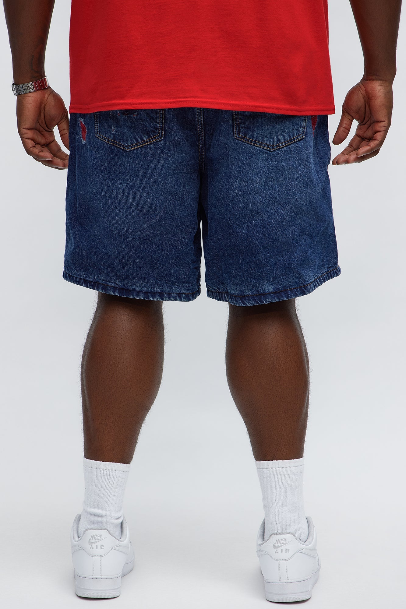 Relaxed We In These Streets Destroyed Denim Shorts - Dark Wash