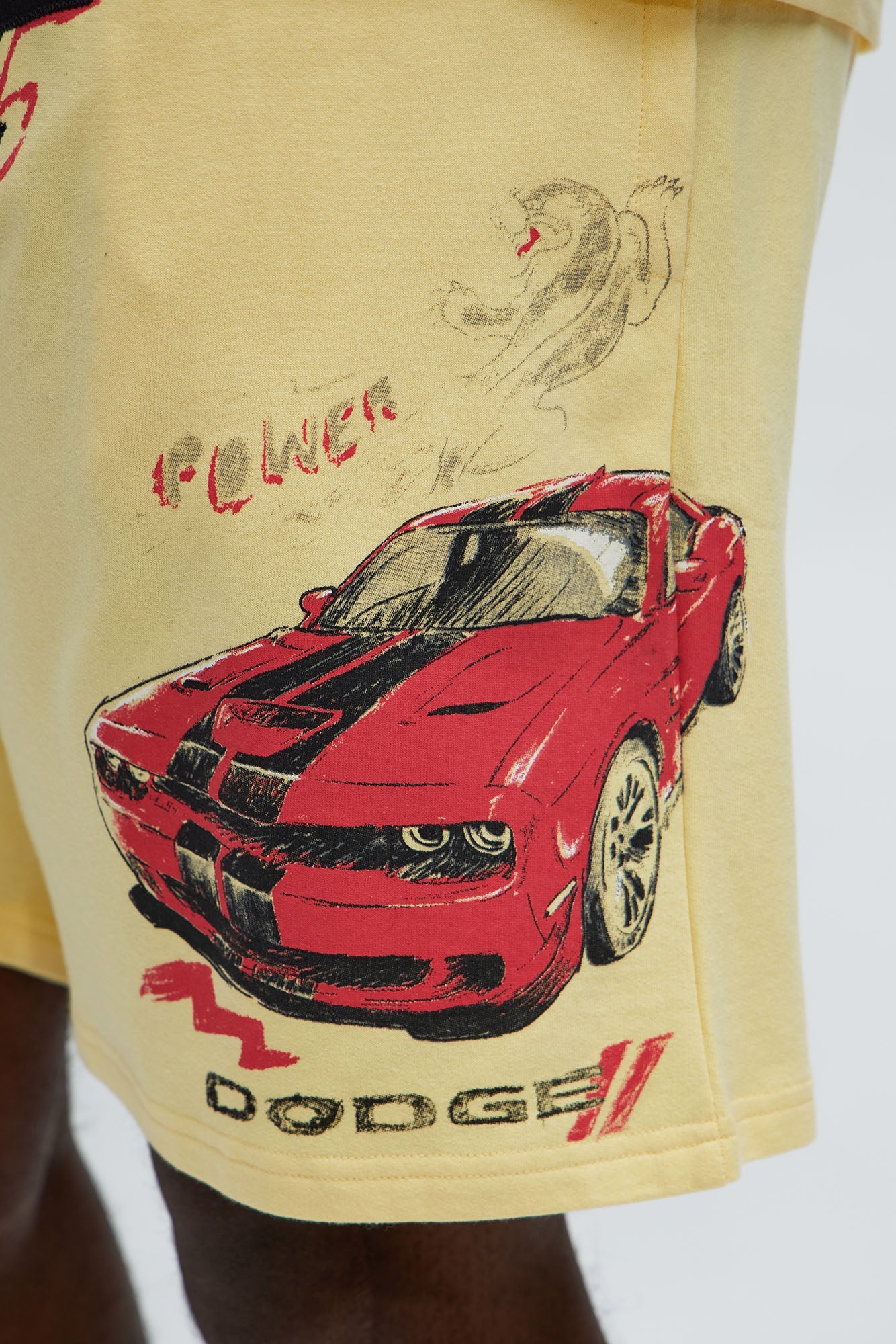 Dodge Hellcat Speed Embroidery Sweatshorts - Tan