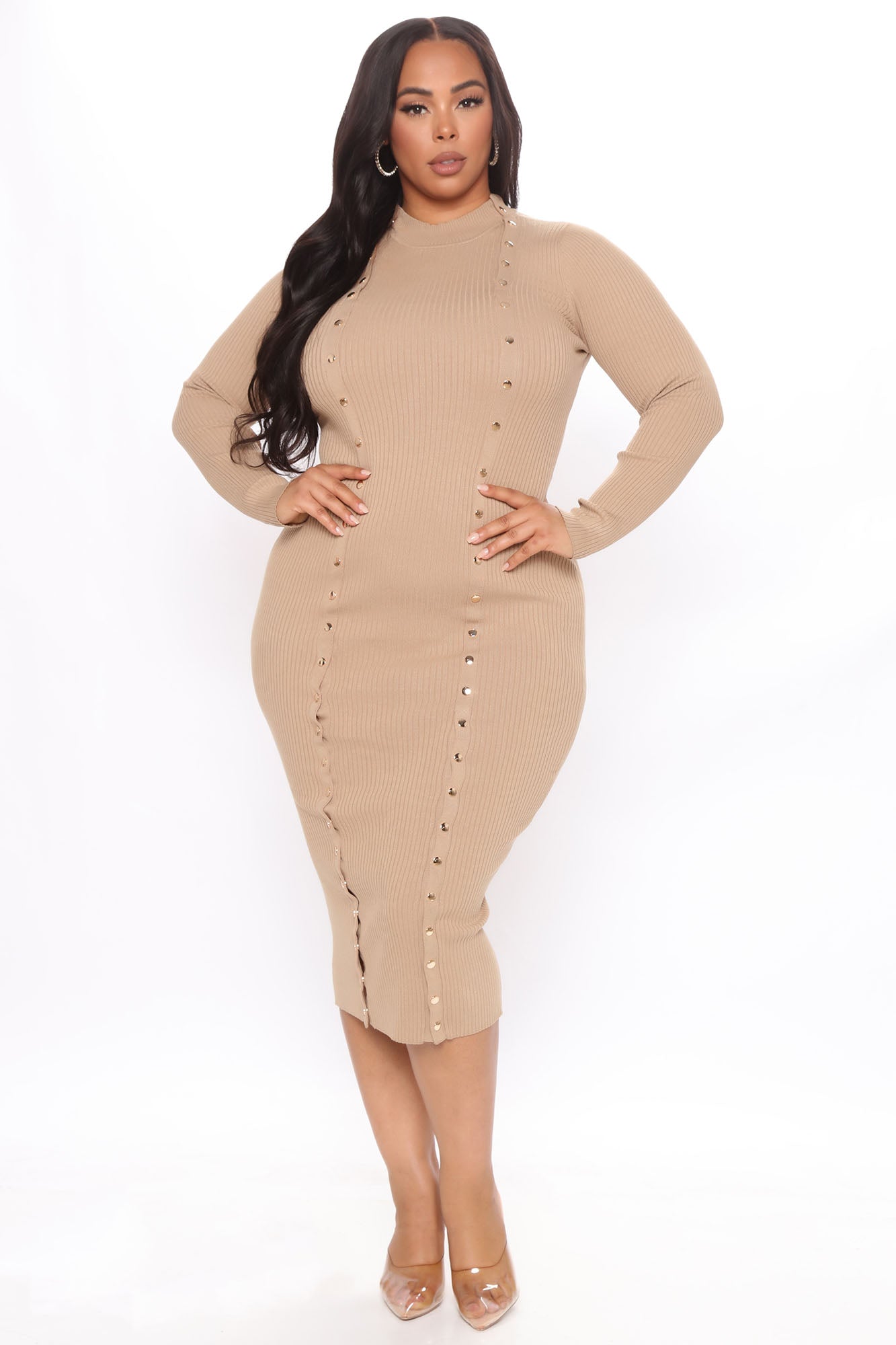 Oh Snap Sweater Maxi Dress - Taupe
